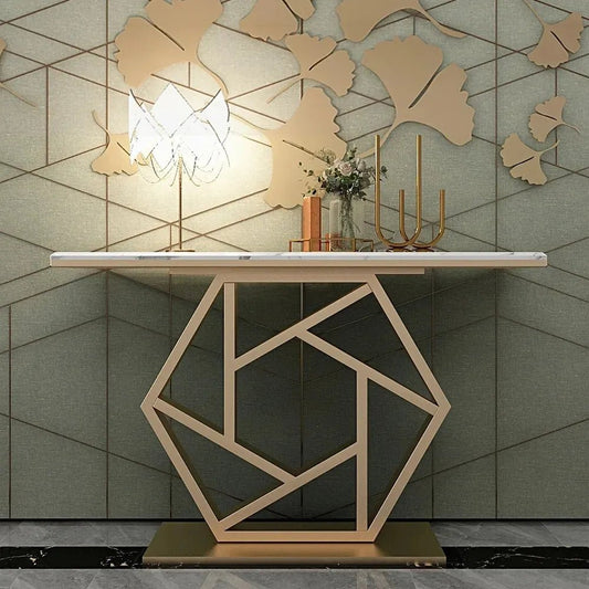 Luxurious Contemporary Console Table In Hexagonal Design - Decor Smart