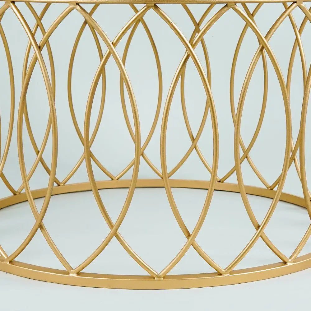 luxurious Designer in Golden & White Marble Round Shape Center Table - Decor Smart