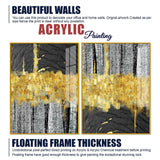 Luxurious Golden Textured Pattern Shapes Acrylic Floating Wall Painting Set Of 2 - Decor Smart