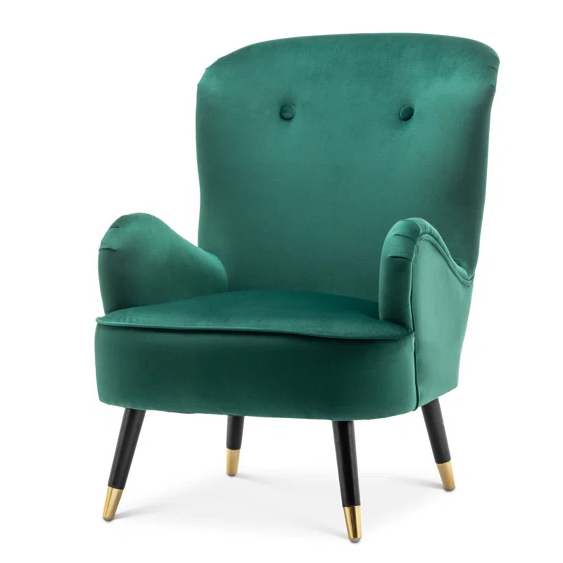 Luxurious Green Velvet Lounge Chair with Ottoman - Decor Smart