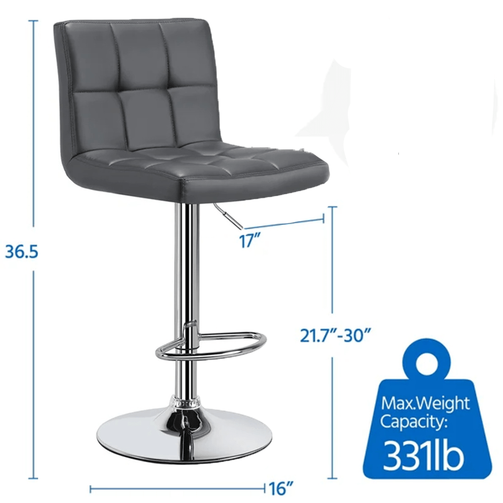 Luxurious Leatherette Grey Color Bar Stool / Long Chair - Decor Smart