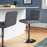 Luxurious Leatherette Grey Color Bar Stool / Long Chair - Decor Smart