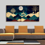 Luxurious Modern Art of Mountains and Golden Tropical leaves Canvas Wall Painting Premium Wall Painting - Decor Smart