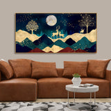 Luxurious Modern Art of Mountains and Golden Tropical leaves Canvas Wall Painting Premium Wall Painting - Decor Smart