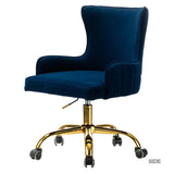 Luxurious Royal Blue Velvet Armchair with Golden Base - Decor Smart