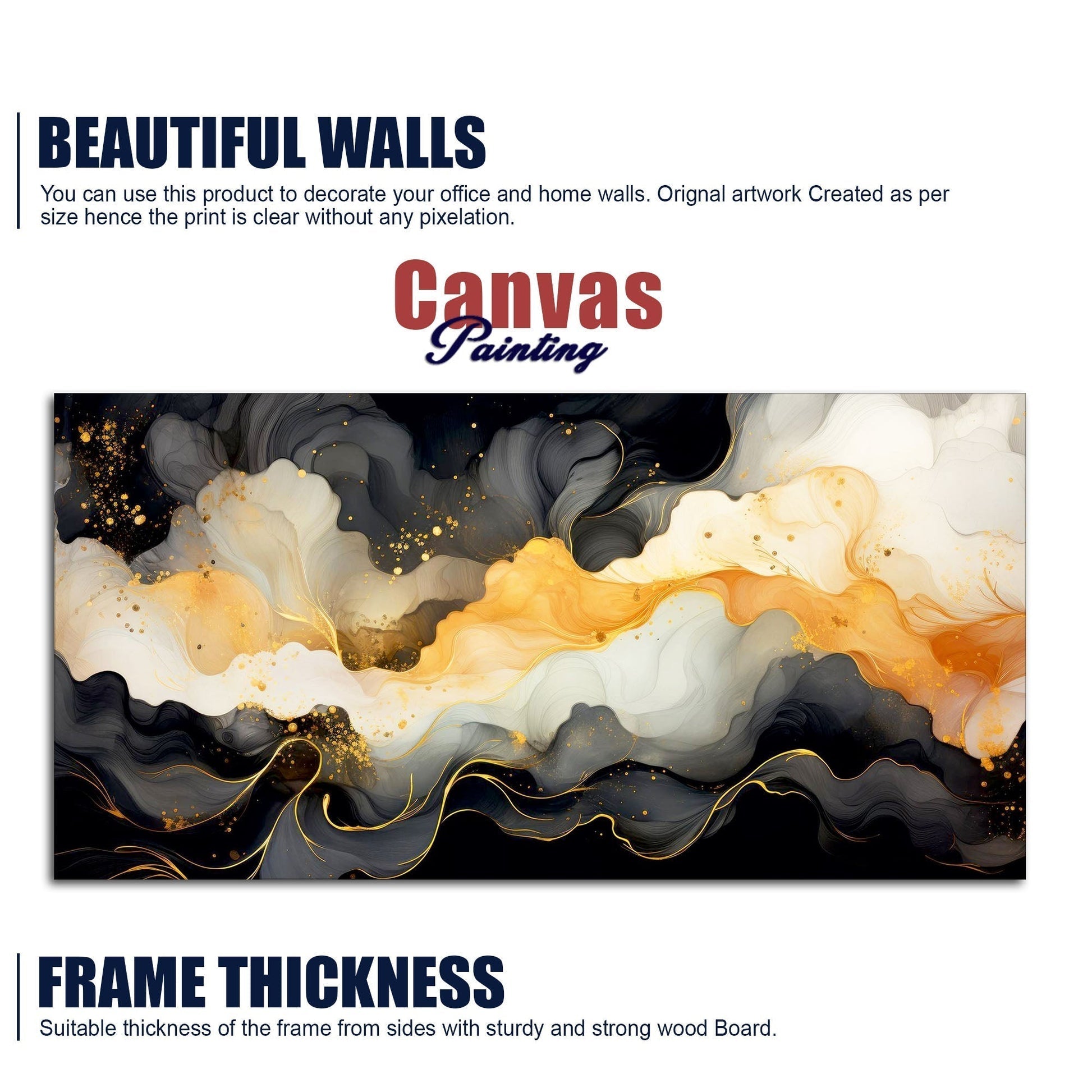 Luxury Abstract Fluid Art Canvas Wall Painting - Decor Smart