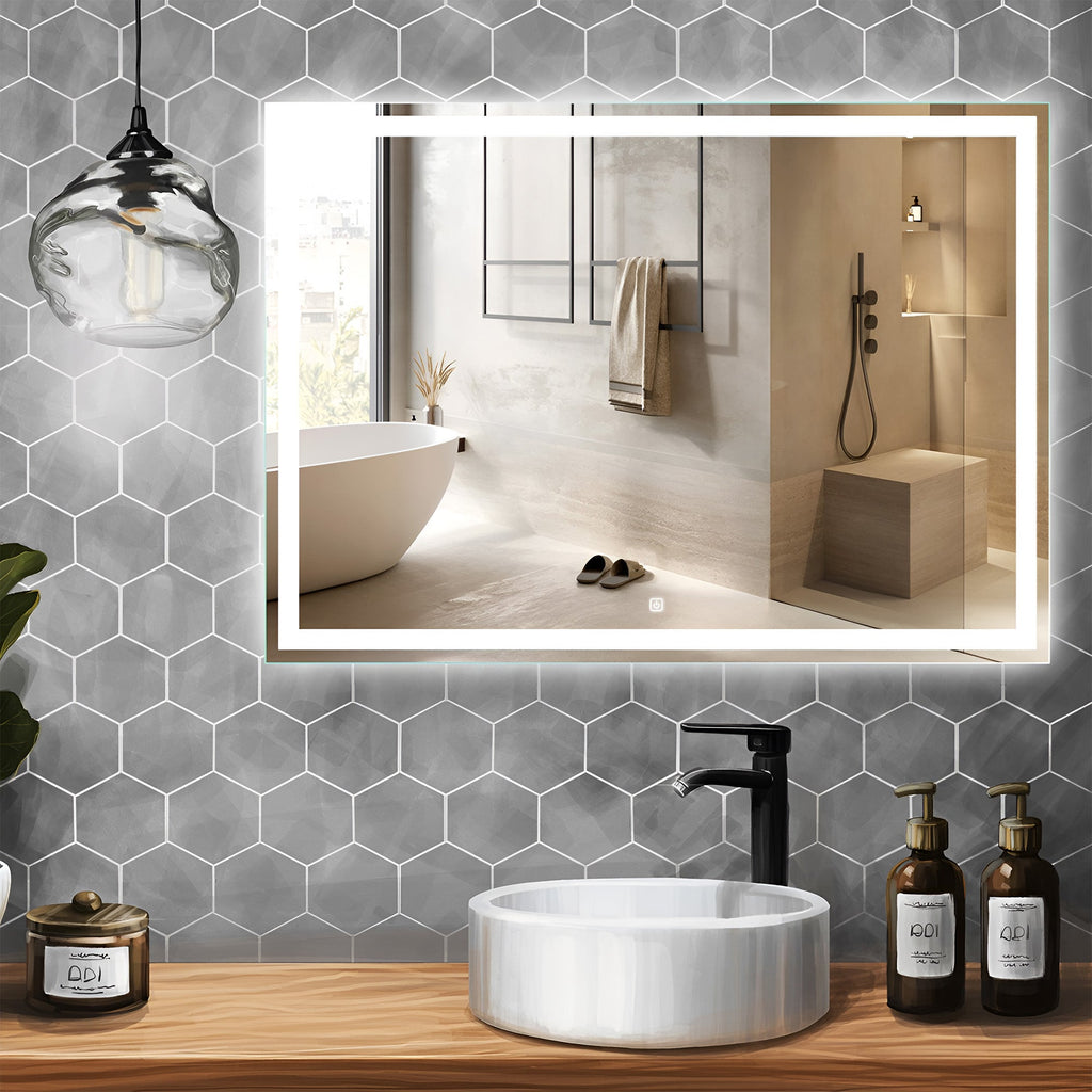 Luxury Bathroom Mirror Cabinet with Border Glow Lighting