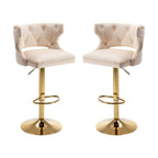 Luxury Beige Velvet Bar Lounge Chair with Gold Base