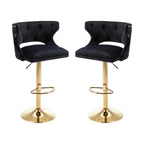 Luxury Black Finish Velvet Bar Lounge Chair with Gold Base