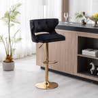 Luxury Black Finish Velvet Bar Lounge Chair with Gold Base