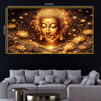 Luxury Buddha Face Crystal Glass Painting for Living Room Décor