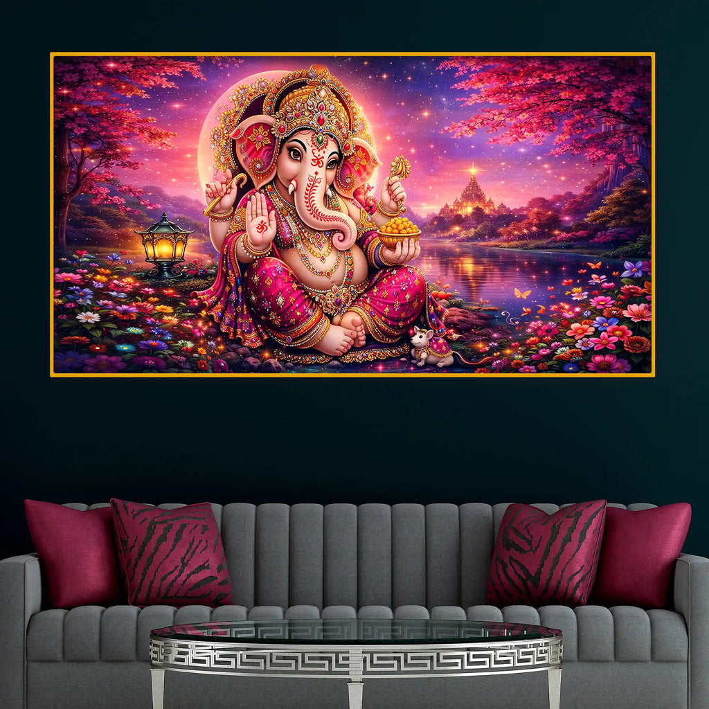 Luxury Crystal Glass Ganesha Wall Painting for Wall Décor