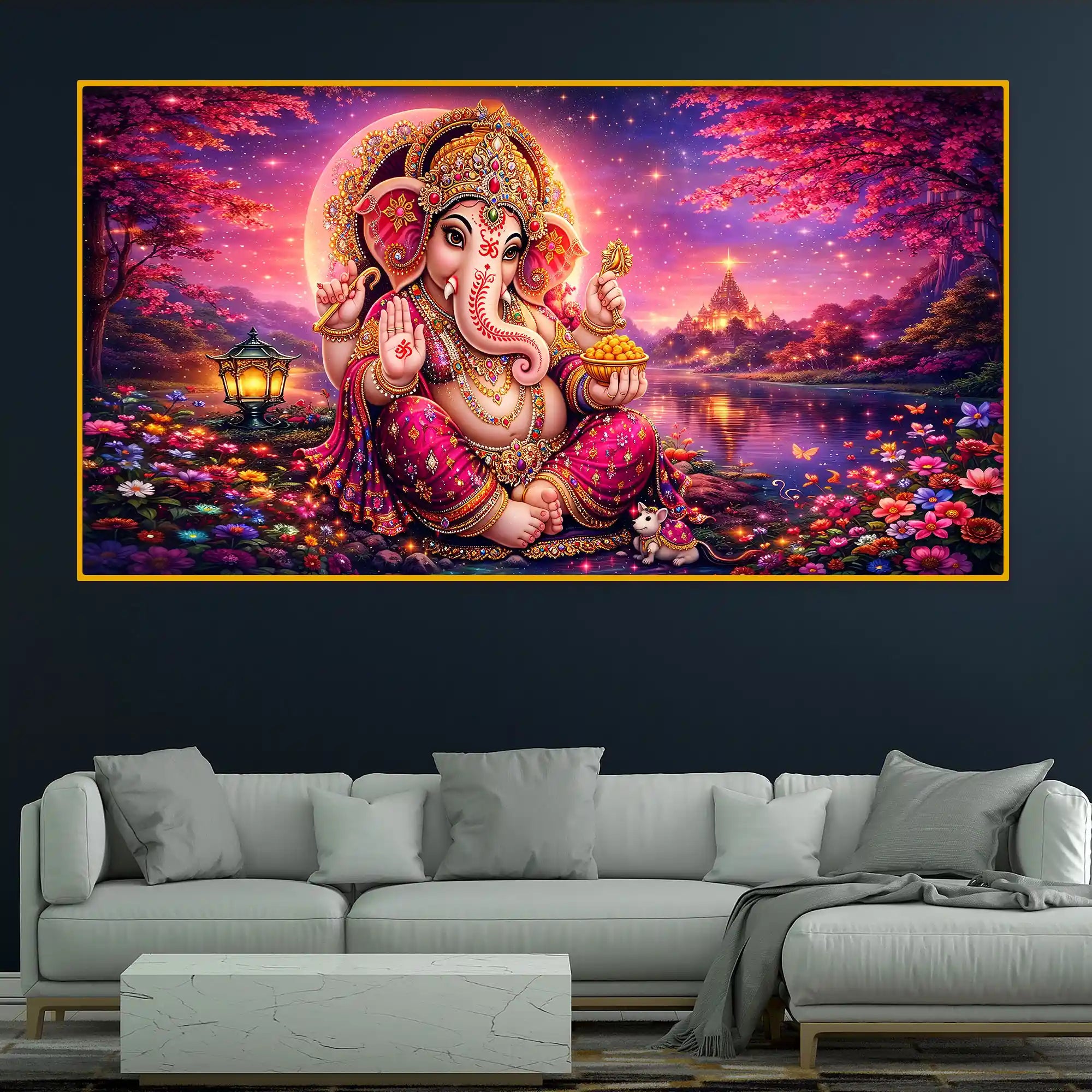 Luxury Crystal Glass Ganesha Wall Painting for Wall Décor