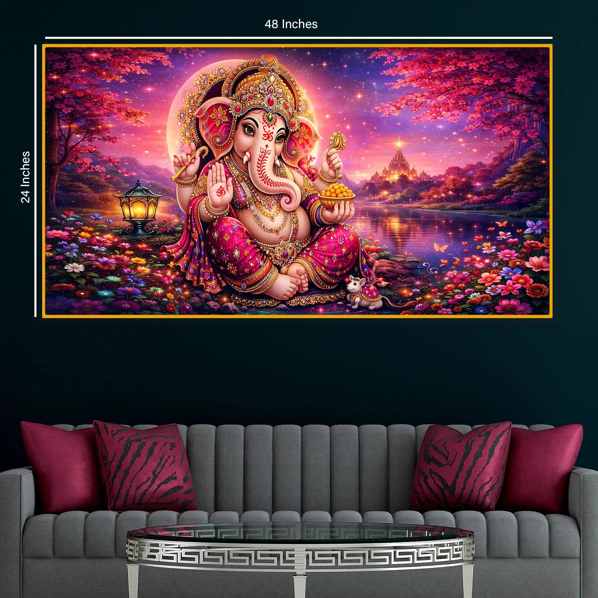 Luxury Crystal Glass Ganesha Wall Painting for Wall Décor
