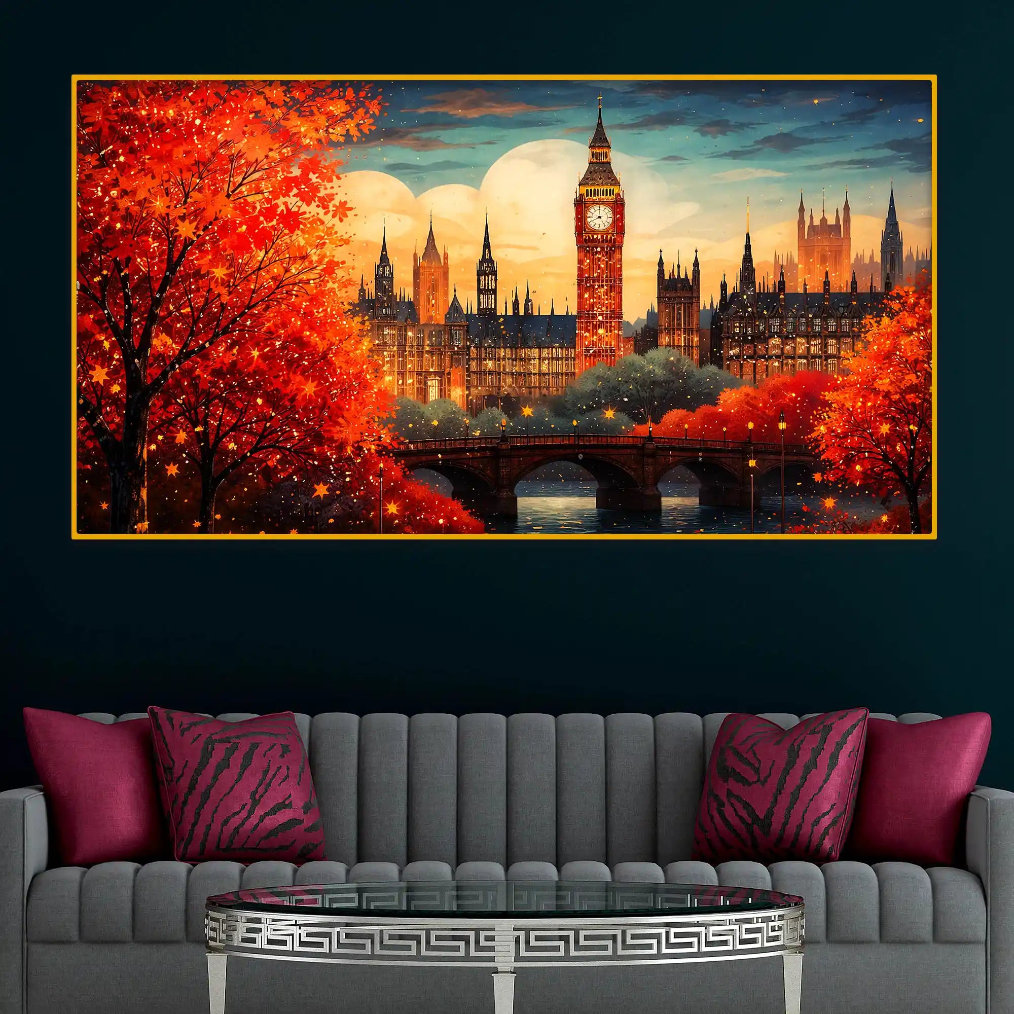 Luxury Crystal Glass London City Wall Painting