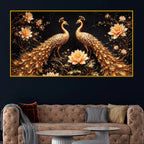 Luxury Crystal Glass Peacock Wall Painting for Décor