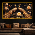 Luxury Crystal Glass Peacock Wall Painting for Décor