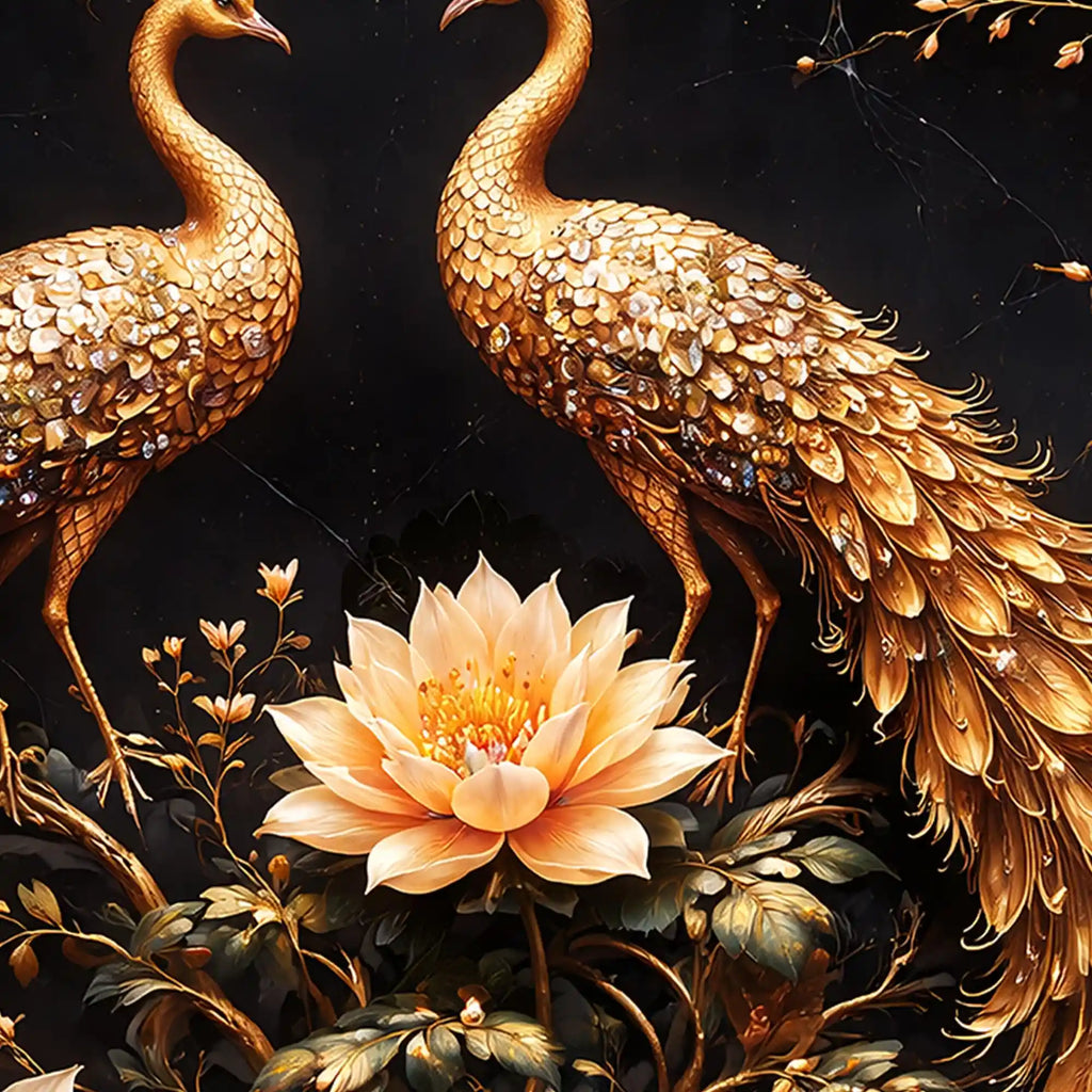 Luxury Crystal Glass Peacock Wall Painting for Décor