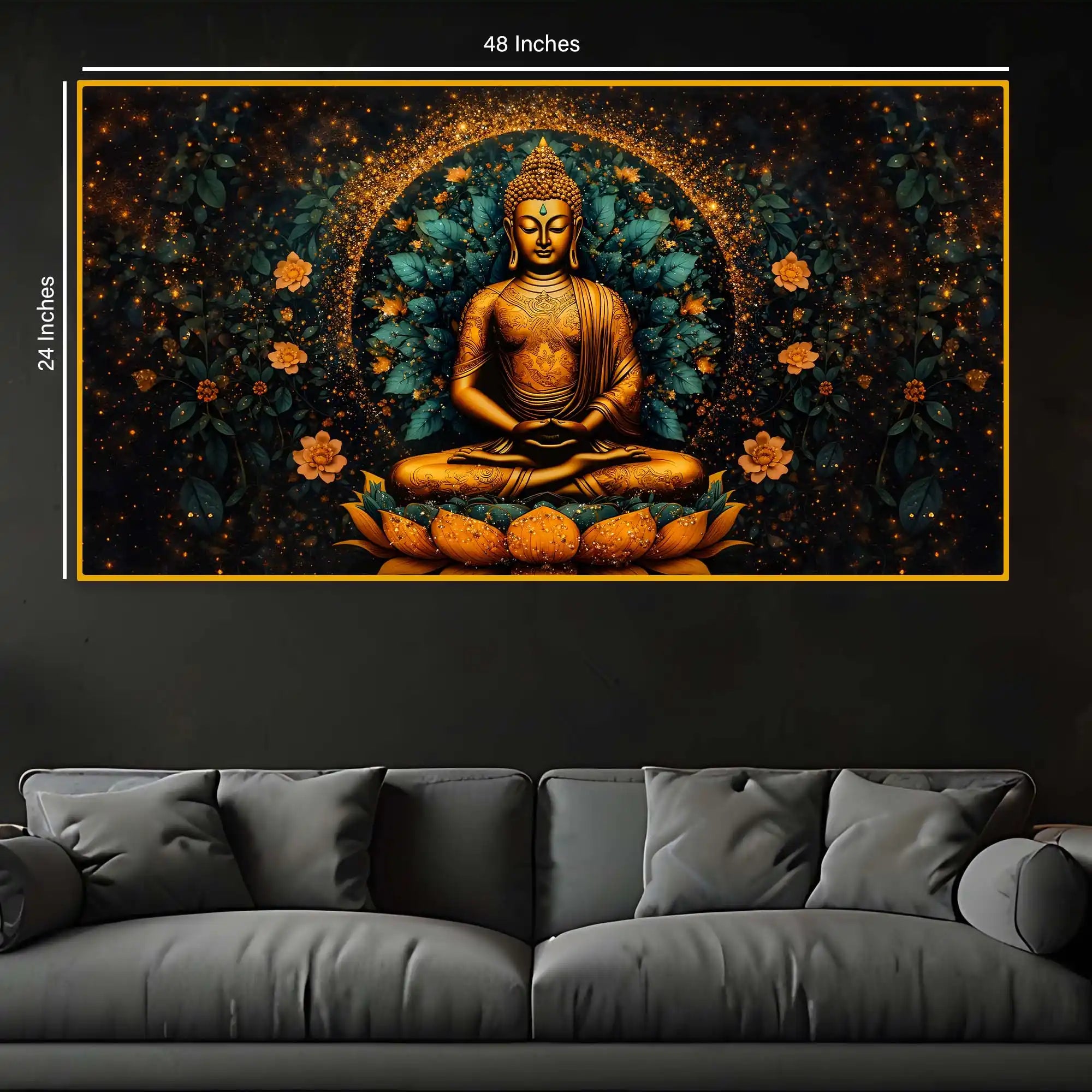 Luxury Designer Buddha Crystal Glass Painting