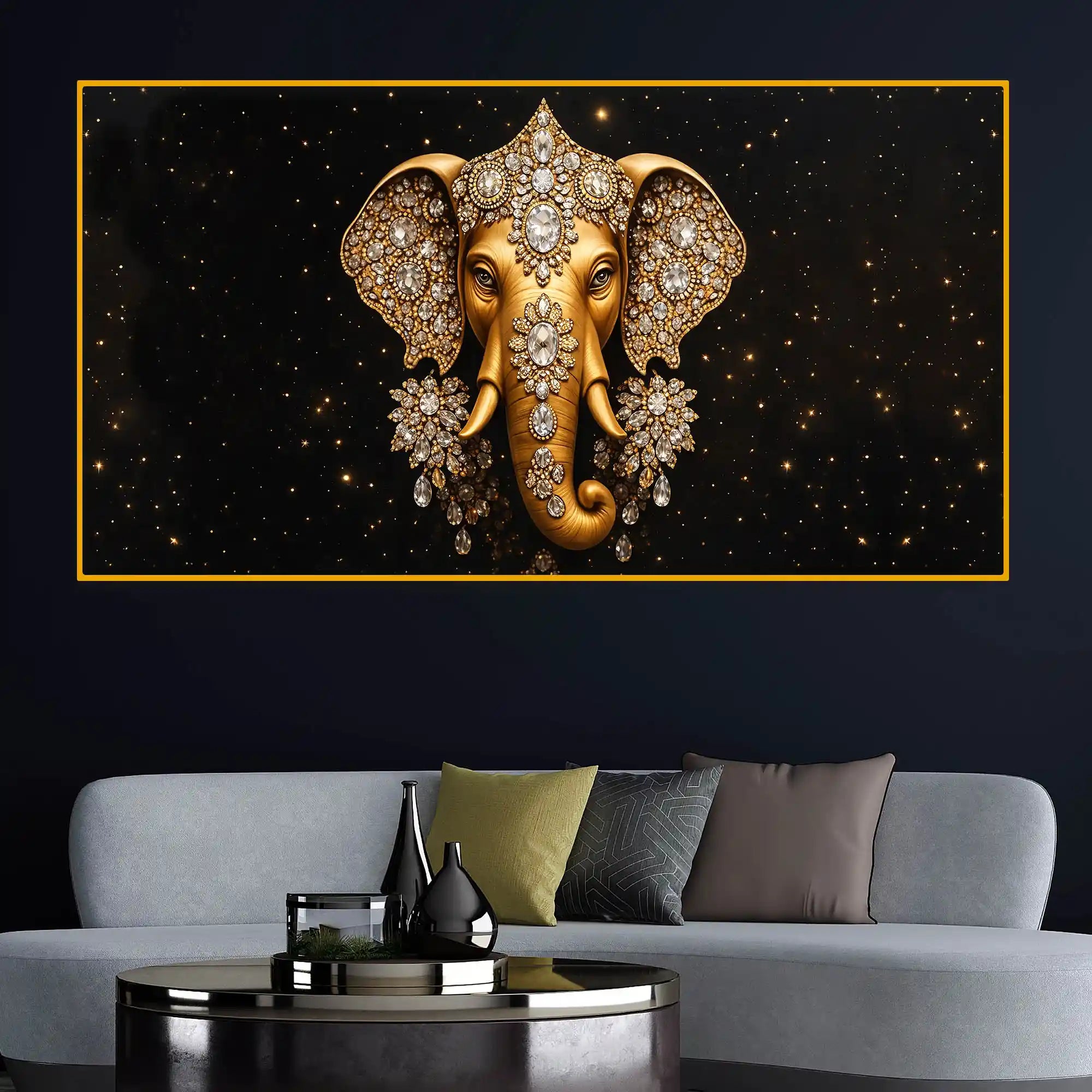 Luxury Elephant Crystal Glass Painting for Modern Home Décor