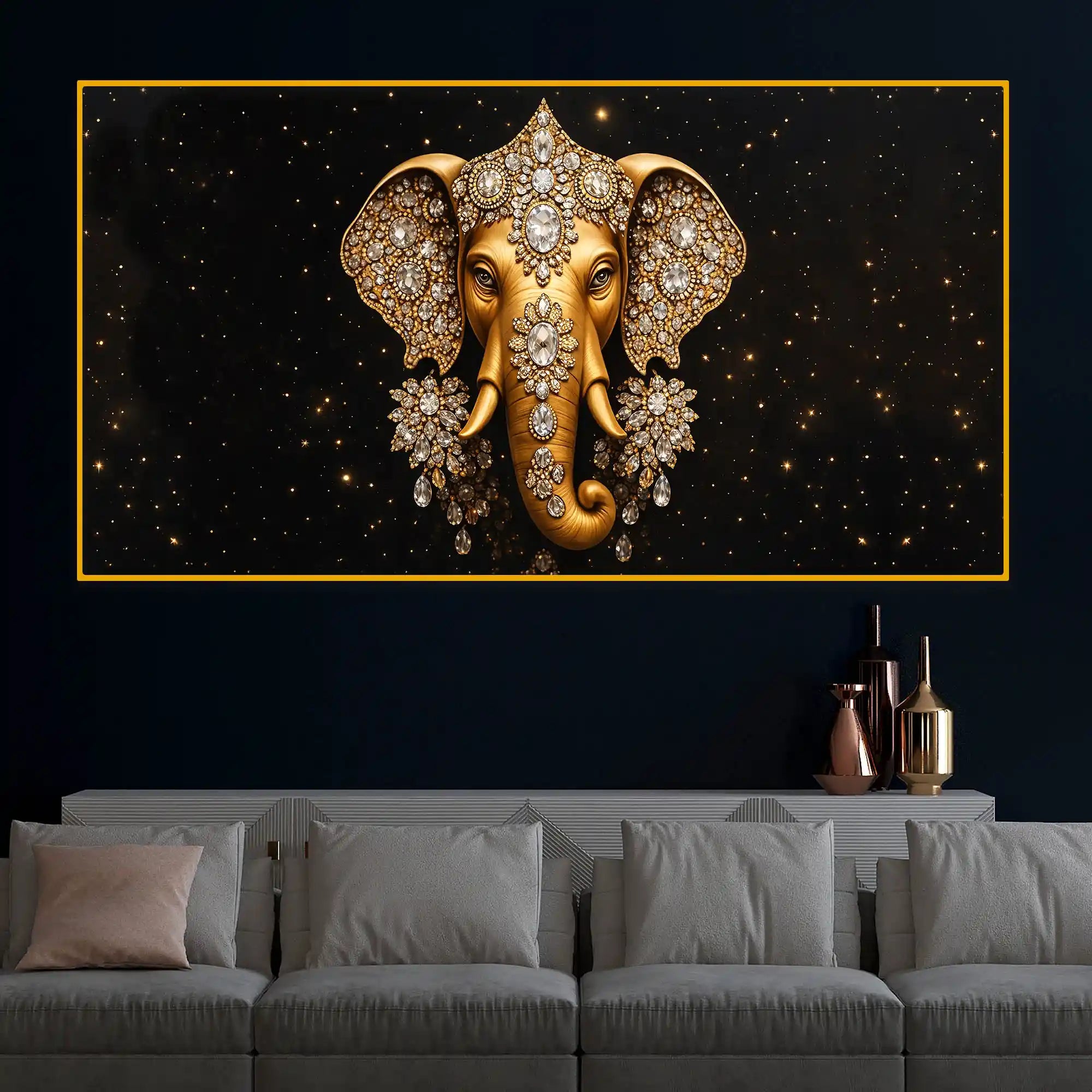 Luxury Elephant Crystal Glass Painting for Modern Home Décor