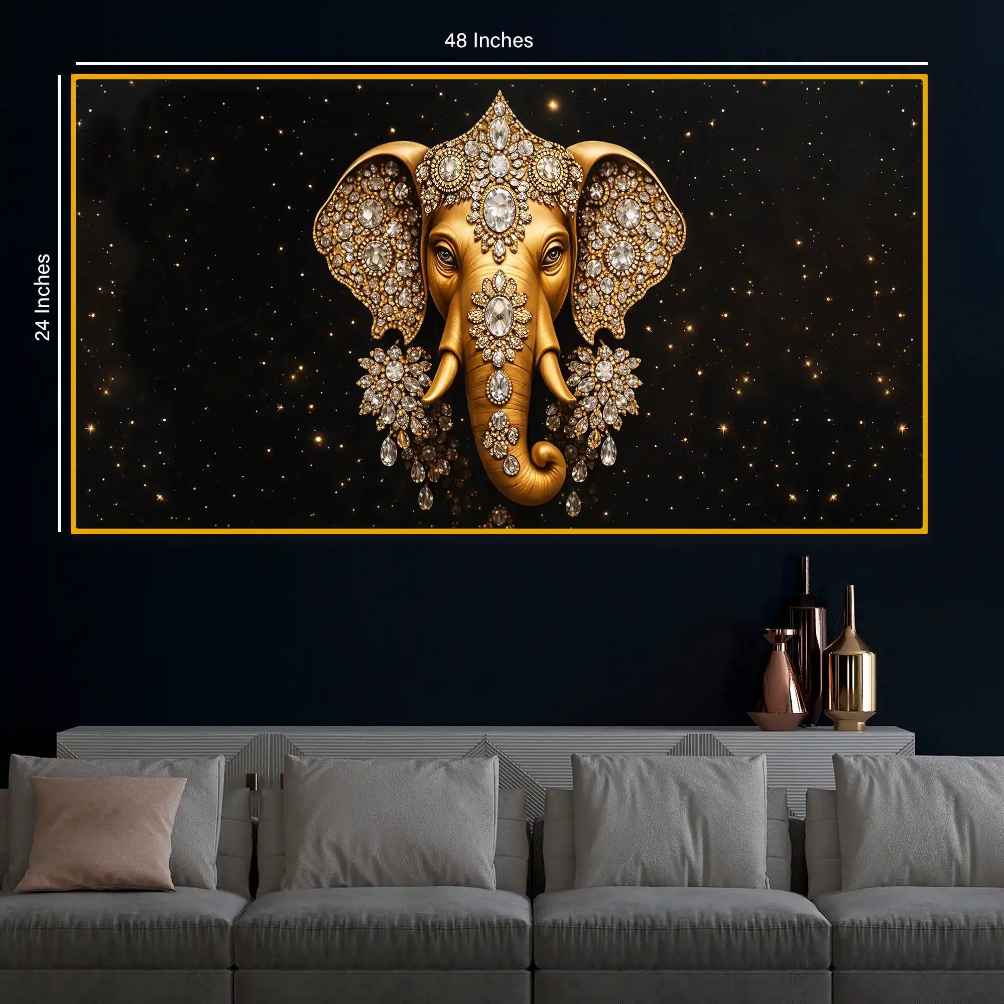 Luxury Elephant Crystal Glass Painting for Modern Home Décor