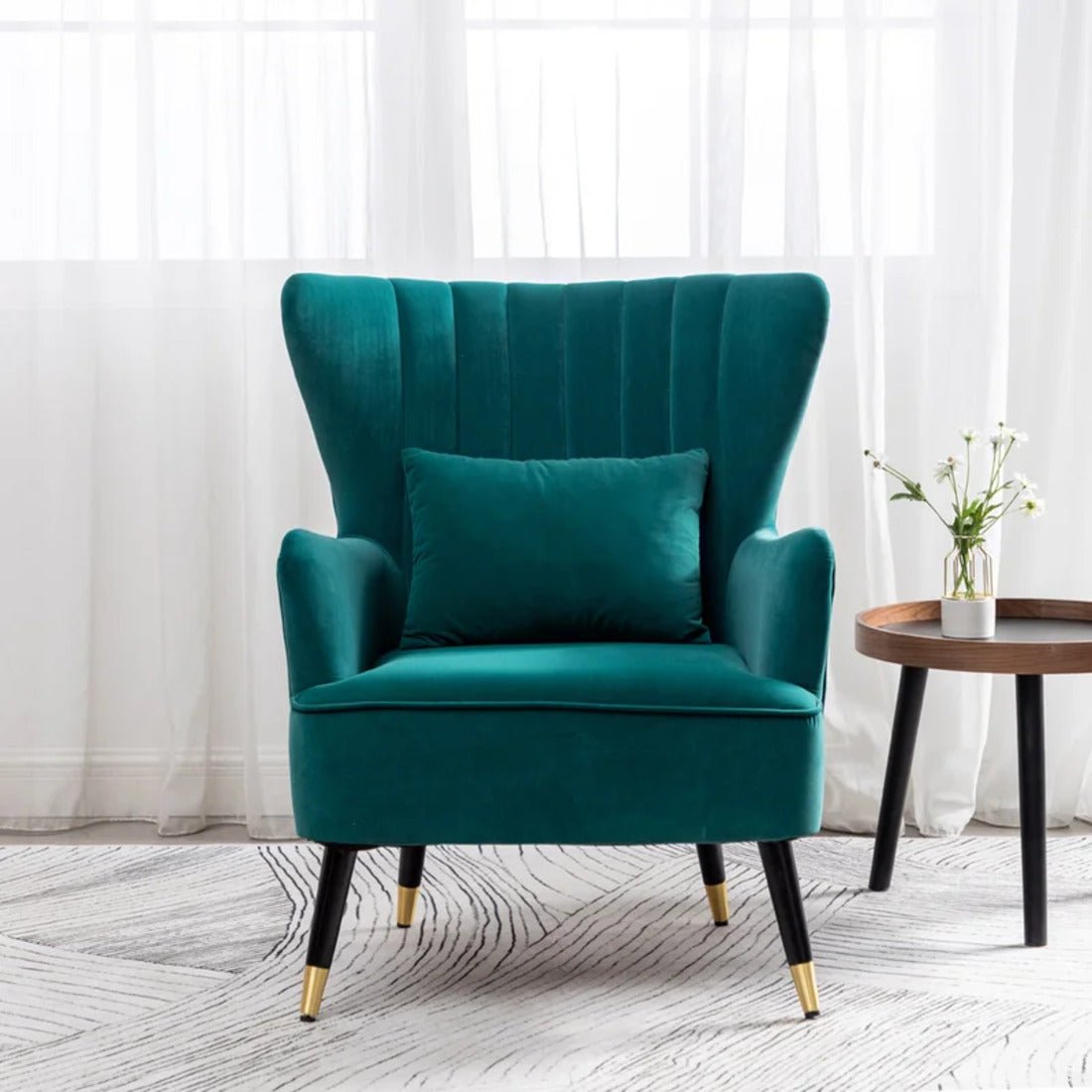 Luxury Emerald Chic Tufted Sofa Lounge Chair with Cushion - Decor Smart