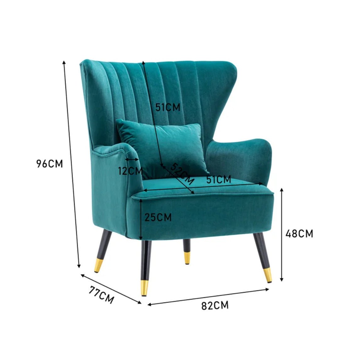 Luxury Emerald Chic Tufted Sofa Lounge Chair with Cushion - Decor Smart