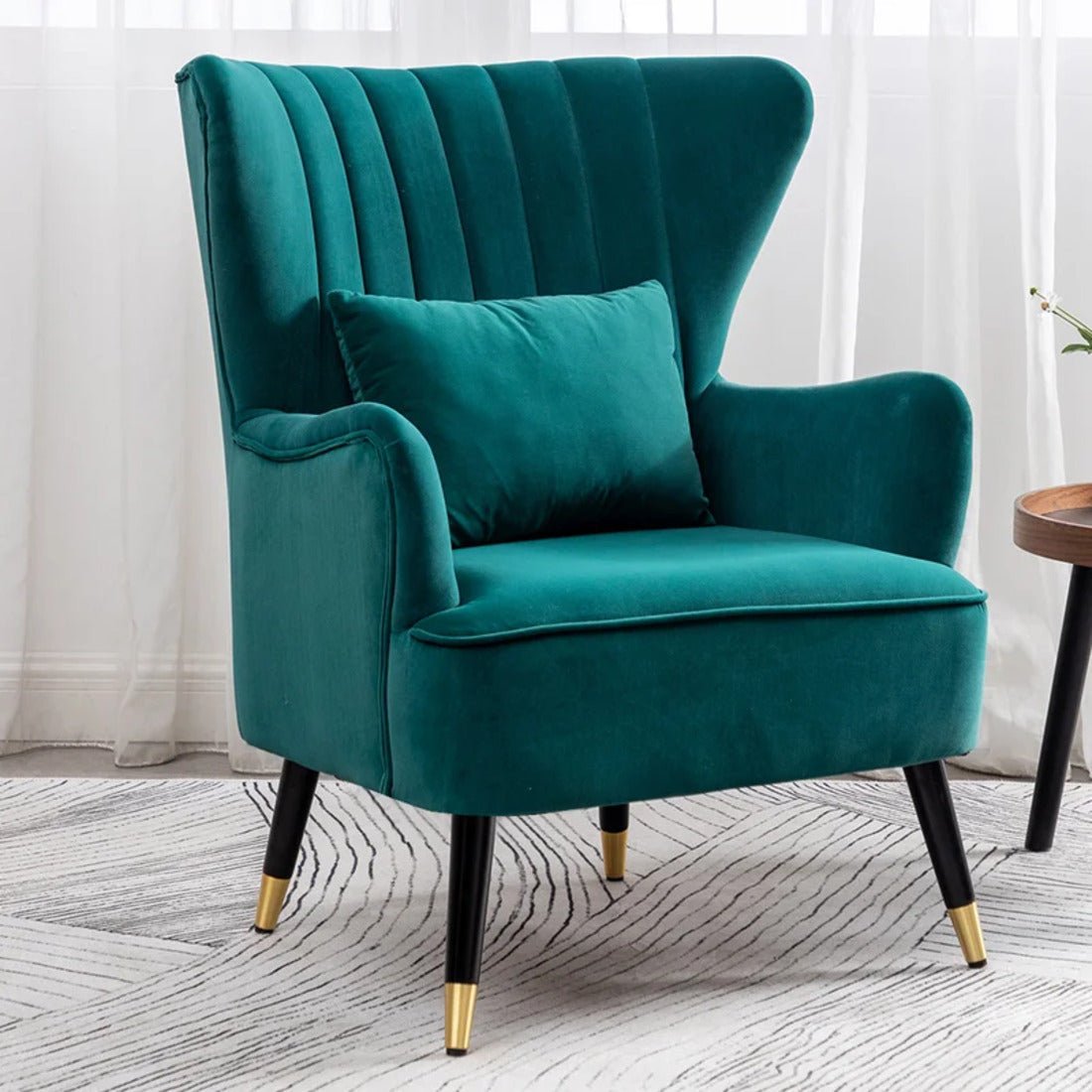 Luxury Emerald Chic Tufted Sofa Lounge Chair with Cushion - Decor Smart