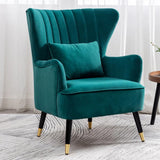 Luxury Emerald Chic Tufted Sofa Lounge Chair with Cushion - Decor Smart