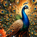 Luxury Floral Peacock Crystal Glass Wall Painting for Office & Home Decor