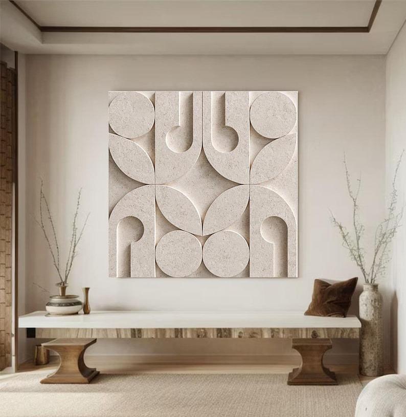Luxury Geometric Relief in Stone Finish 3D Wall Art Home Decor