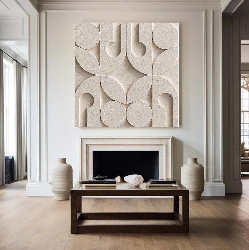Luxury Geometric Relief in Stone Finish 3D Wall Art Home Decor