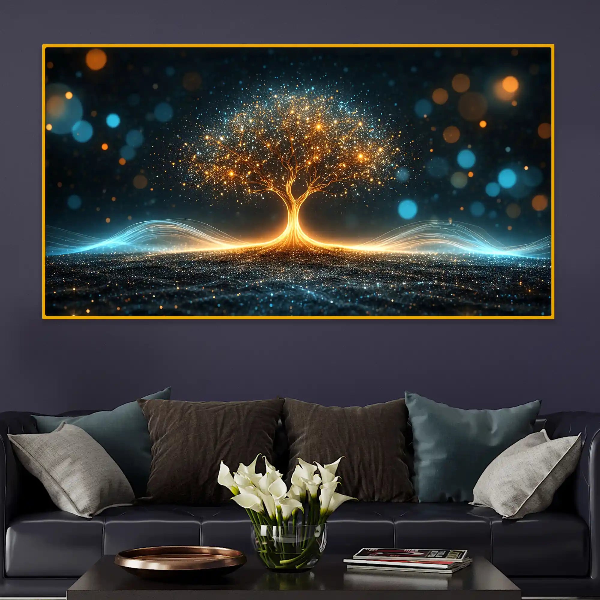 Luxury Glowing Tree of Life Crystal Glass Wall Painting for Office & Home
