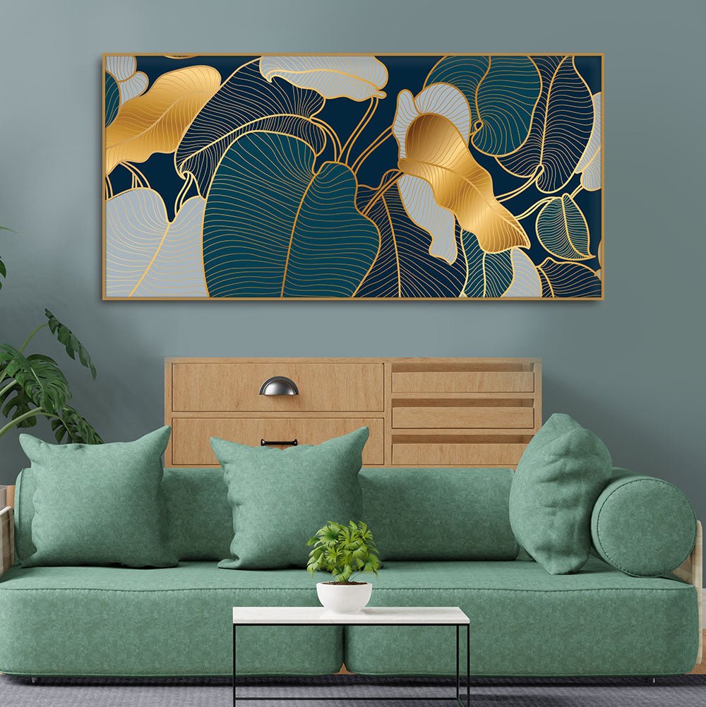 Luxury Golden Art Monstera Leaves Canvas wall Painting - Decor Smart