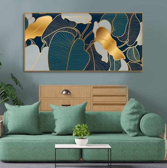 Luxury Golden Art Monstera Leaves Canvas wall Painting - Decor Smart