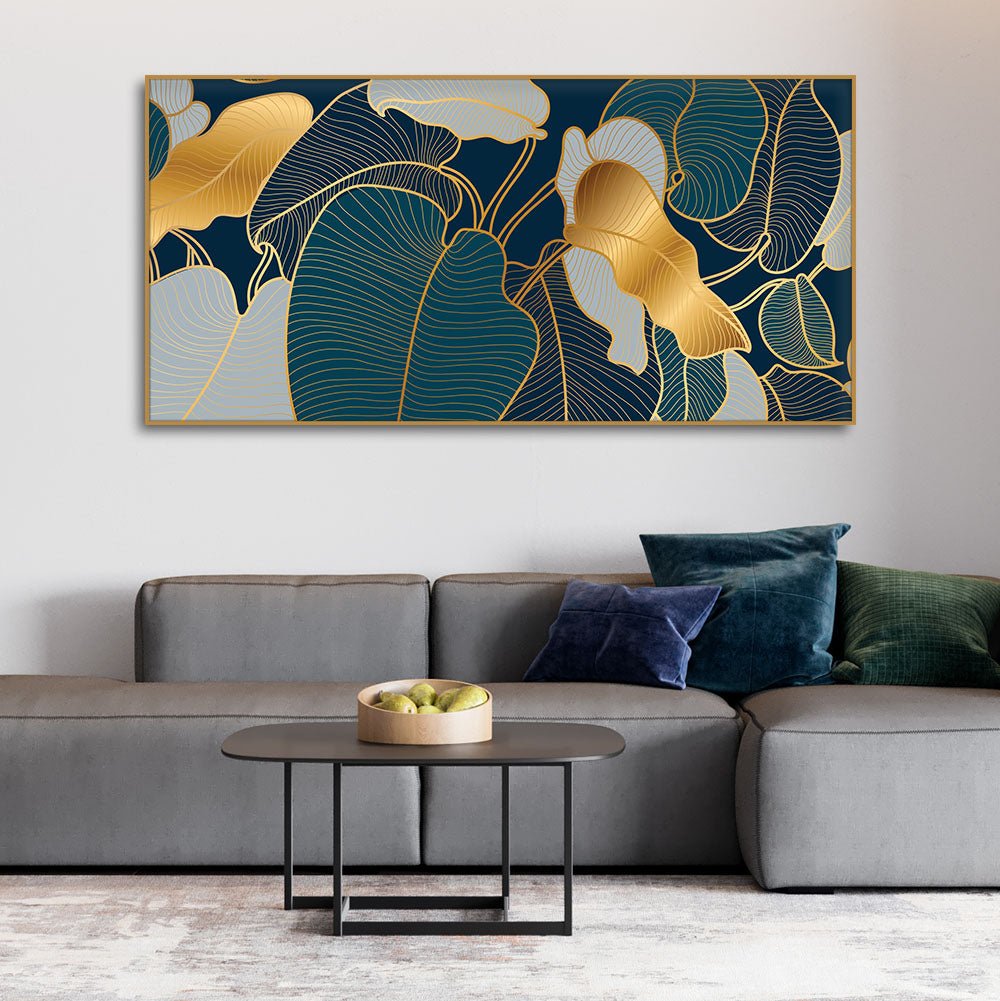 Luxury Golden Art Monstera Leaves Canvas wall Painting - Decor Smart