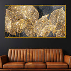 Luxury Golden Leaf Crystal Glass Wall Painting for Modern Wall Décor