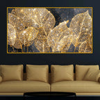 Luxury Golden Leaf Crystal Glass Wall Painting for Modern Wall Décor