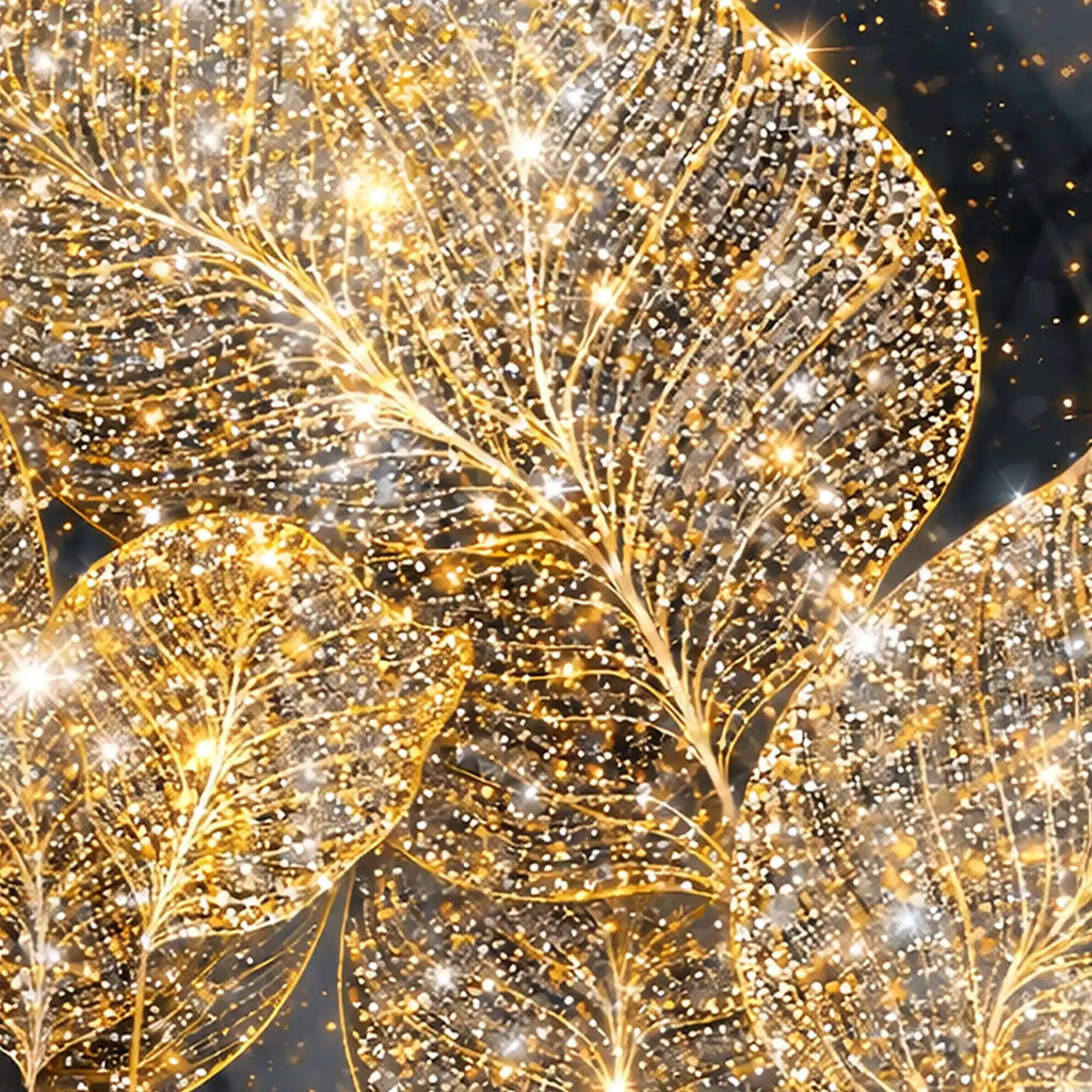 Luxury Golden Leaf Crystal Glass Wall Painting for Modern Wall Décor