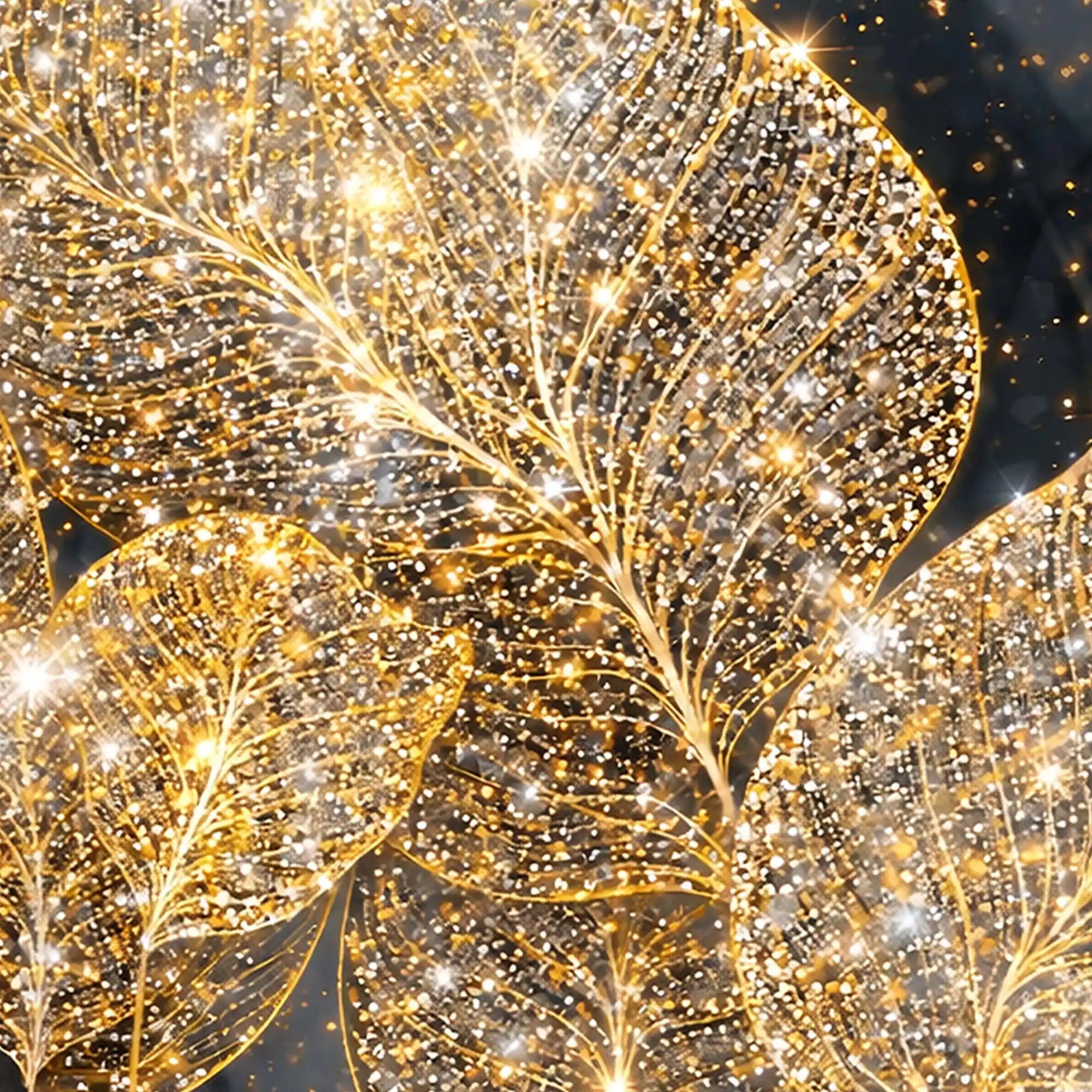 Luxury Golden Leaf Crystal Glass Wall Painting for Modern Wall Décor