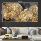 Luxury Golden Leaf Crystal Glass Wall Painting for Modern Wall Décor