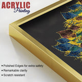 Luxury Golden Shiny Tufted Leaves Tree Acrylic Floating Wall Painting Set Of 2 - Decor Smart