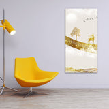 Luxury Golden Tree with Deer and Flying Birds Premium Canvas Wall Painting - Decor Smart
