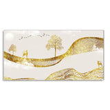 Luxury Golden Tree with Deer Premium Canvas Wall Painting - Decor Smart