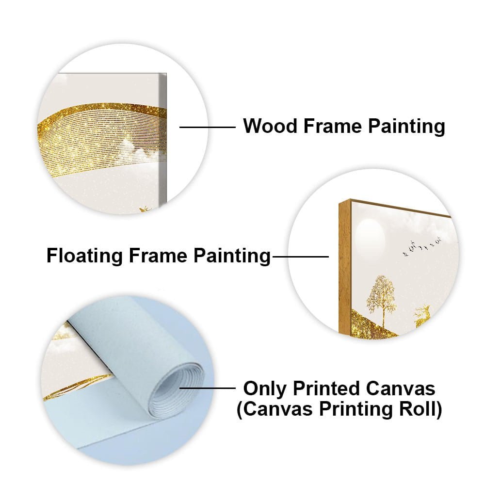 Luxury Golden Tree with Deer Premium Canvas Wall Painting - Decor Smart