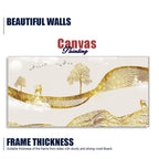 Luxury Golden Tree with Deer Premium Canvas Wall Painting