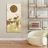 Luxury Golden Tree with Two Deer Premium Canvas Wall Painting - Decor Smart