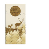 Luxury Golden Tree with Two Deer Premium Canvas Wall Painting - Decor Smart