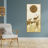Luxury Golden Tree with Two Deer Premium Canvas Wall Painting - Decor Smart